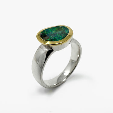 Boulder Opal Ring / Silver & Gold