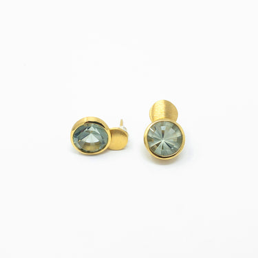 Green Amethyst Earrings / Silver