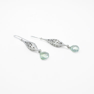 Green Amethyst Earrings / Silver