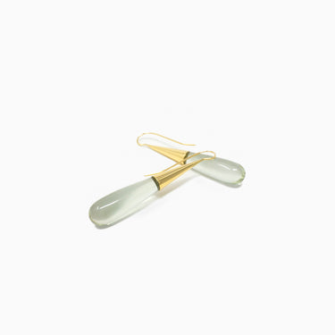 Green Amethyst Earrings / Gold