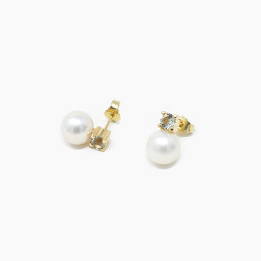 Green Amethyst & Pearl Earrings / Gold