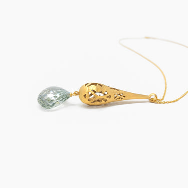 Green Amethyst Necklace / Gold