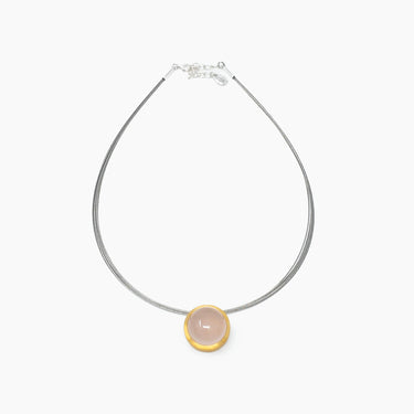 Rose Quartz Pendant Necklace / Silver