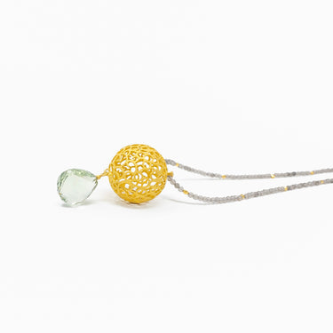 Green Amethyst & Labradorite Necklace / Silver