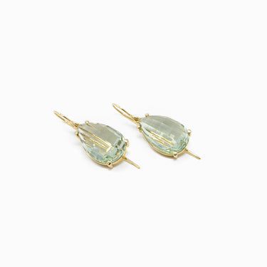 Green Amethyst Earrings / Gold